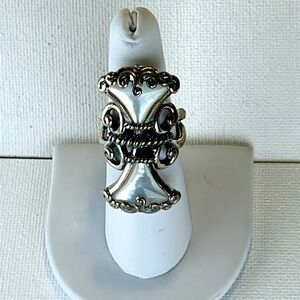 NWOT Carolyn Pollack Sterling Silver White Mother of Pearl Fan Knuckle Ring Boho